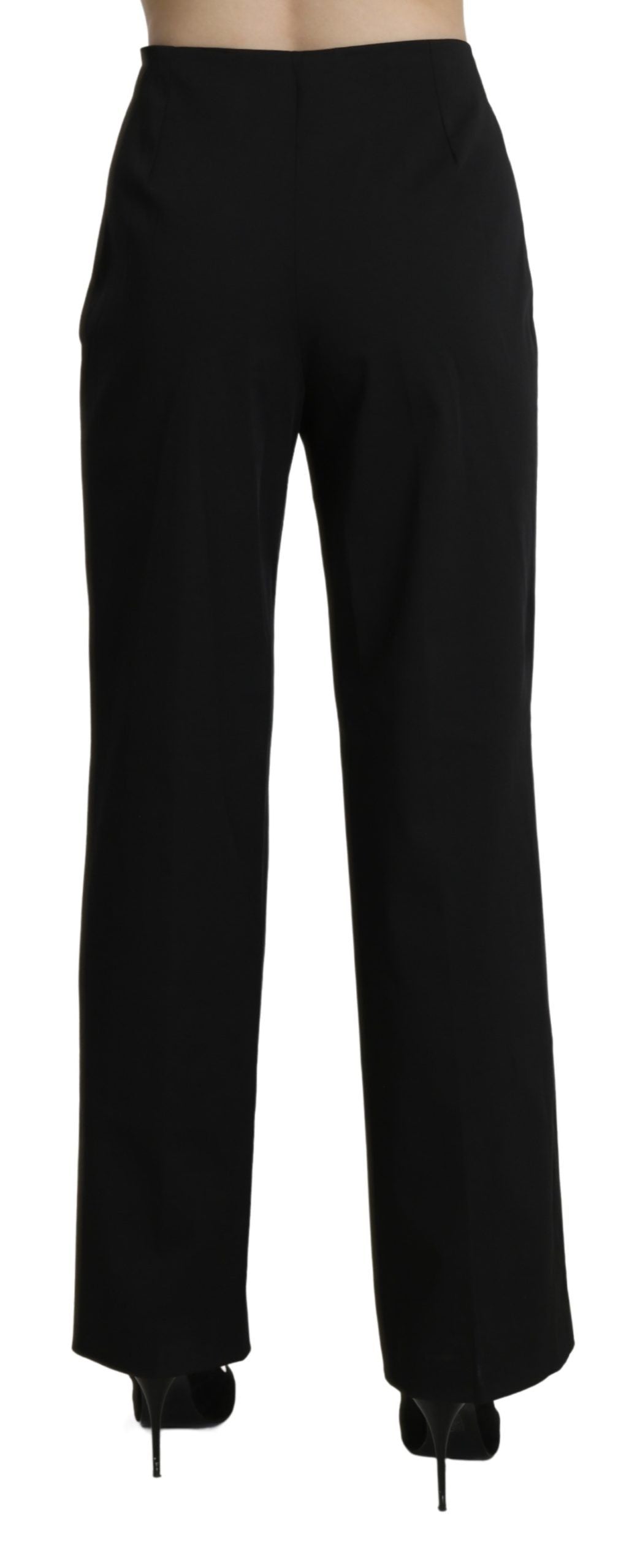 BENCIVENGA Elegant High Waist Straight Black Pants - IT46|XL