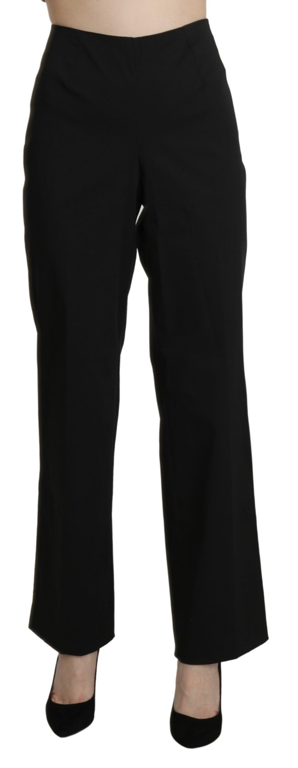 BENCIVENGA Elegant High Waist Straight Black Pants - IT46|XL