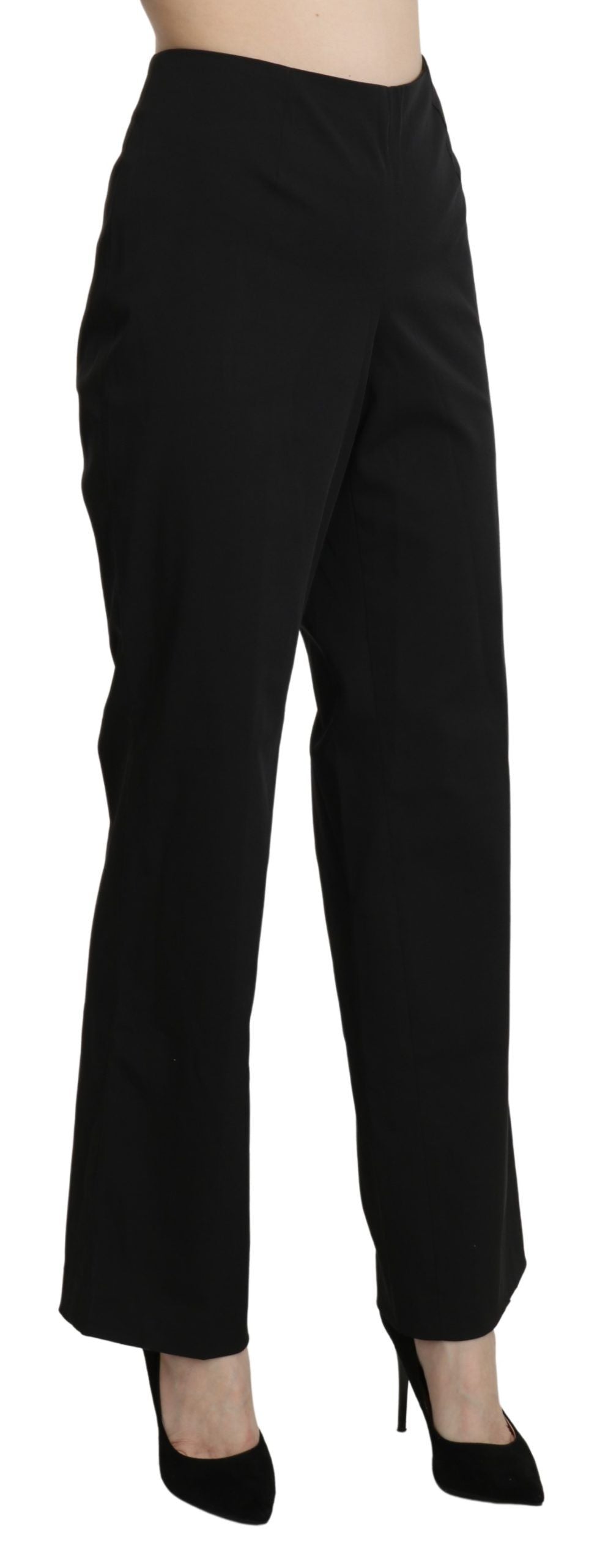 BENCIVENGA Elegant High Waist Straight Black Pants - IT46|XL