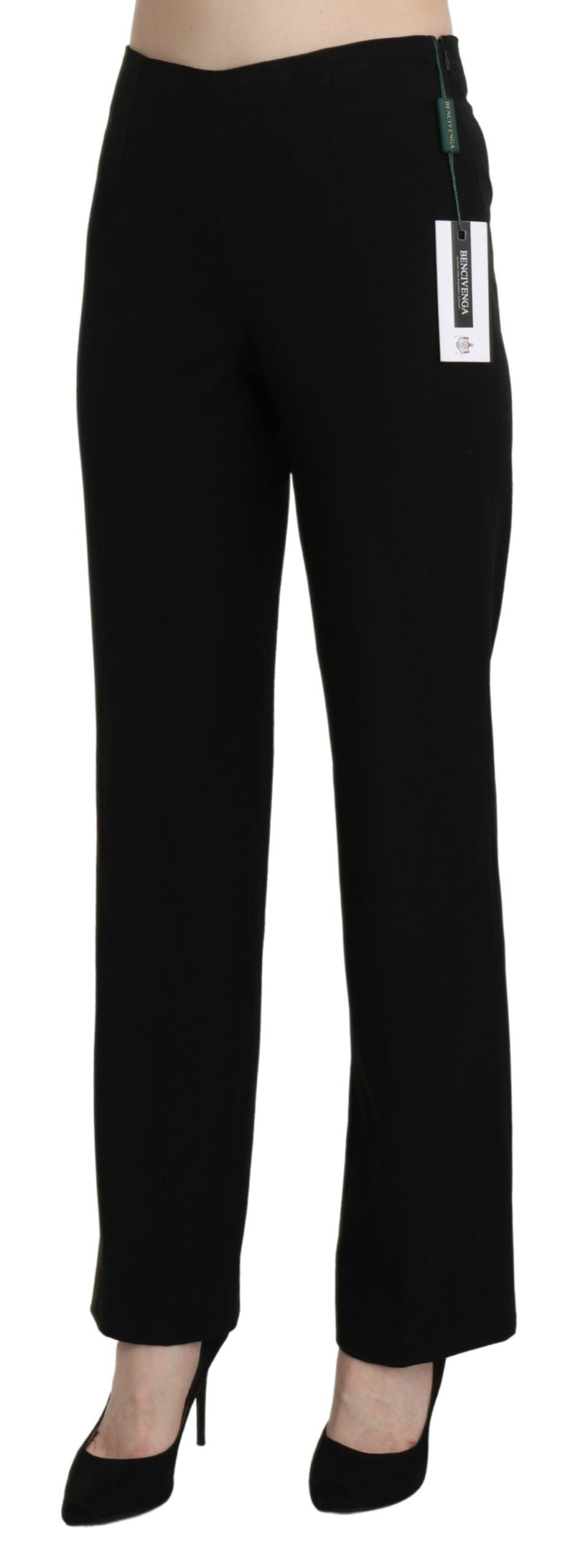 BENCIVENGA Elegant Black High Waist Straight Pants - IT44|L