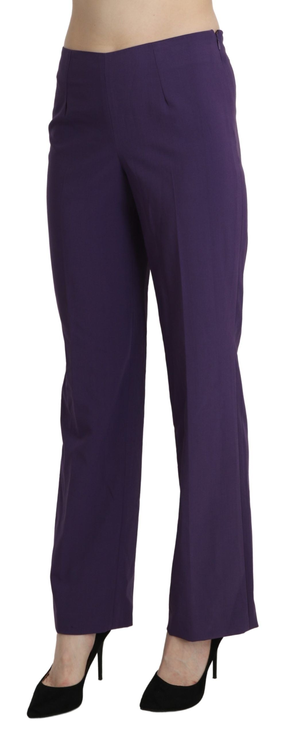 BENCIVENGA Elegant High Waist Violet Straight Pants - IT42|M