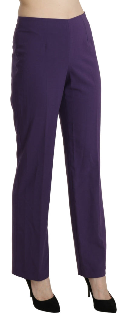 BENCIVENGA Elegant High Waist Violet Straight Pants - IT42|M