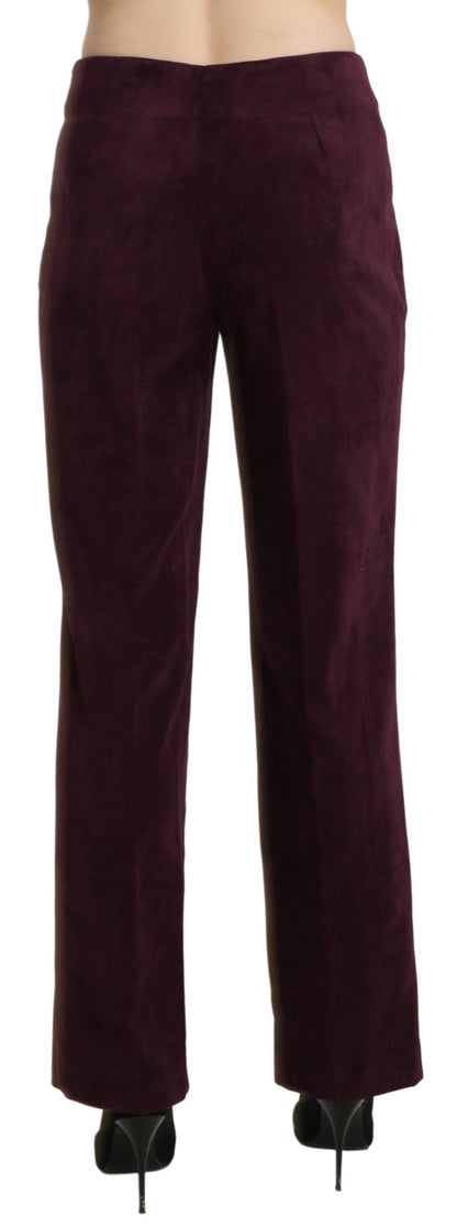 BENCIVENGA Elegant High Waist Straight Purple Pants - IT48|XXL