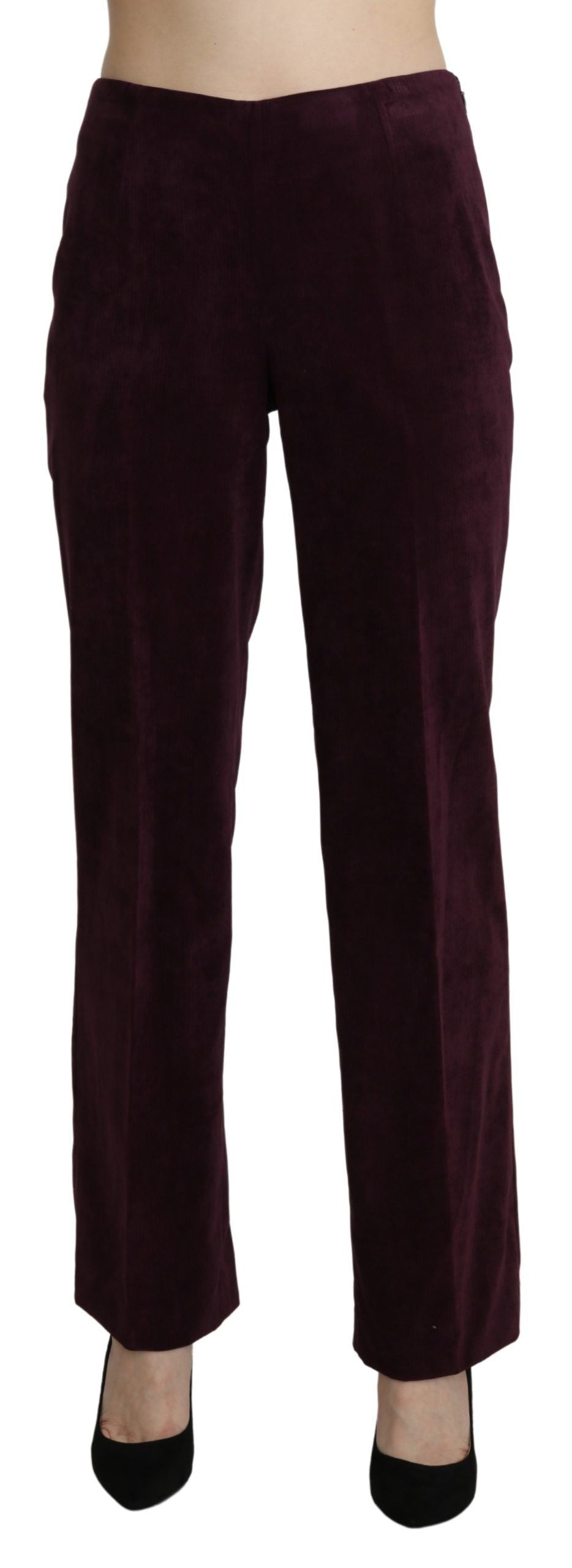 BENCIVENGA Elegant High Waist Straight Purple Pants - IT48|XXL