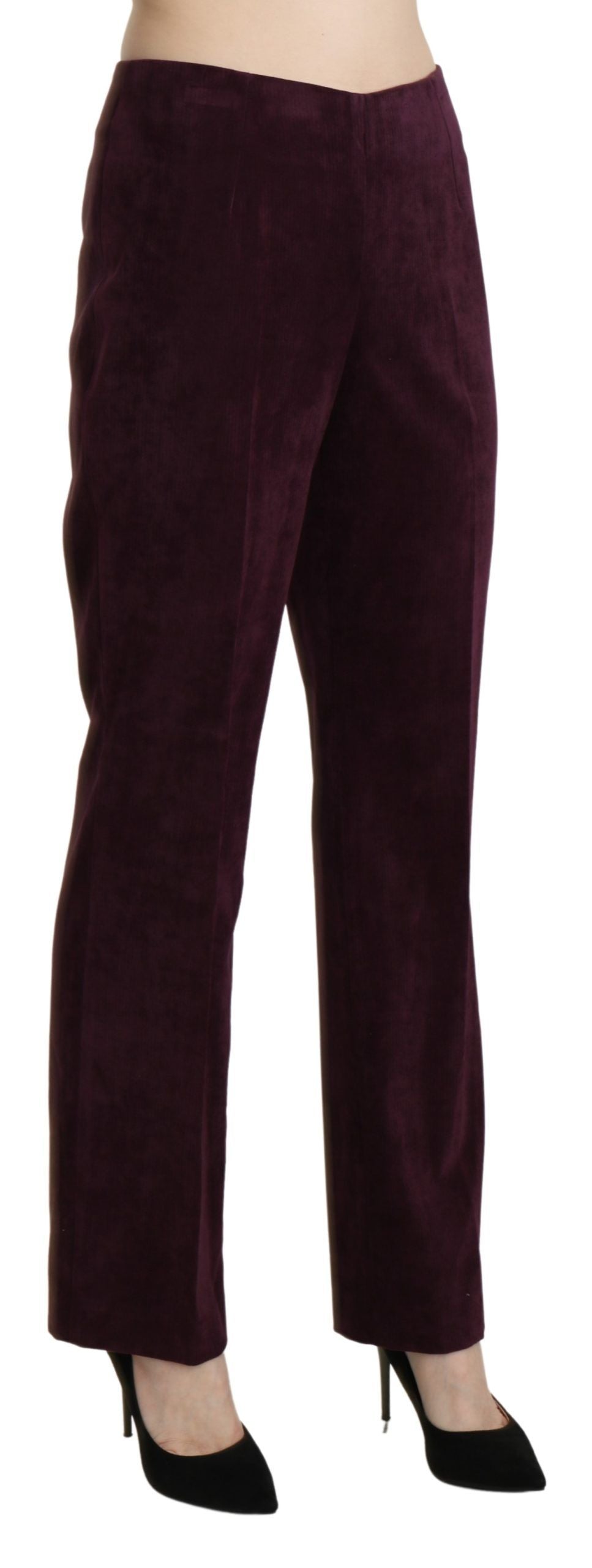 BENCIVENGA Elegant High Waist Straight Purple Pants - IT48|XXL