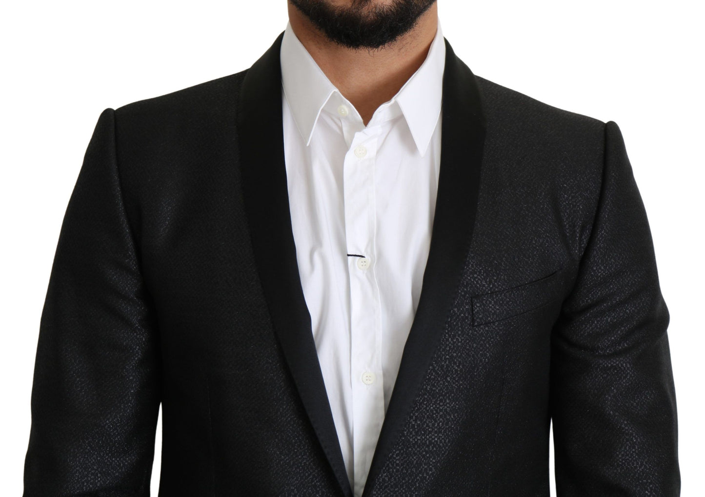 Dolce & Gabbana Elegant Black Jacquard Slim Fit Blazer