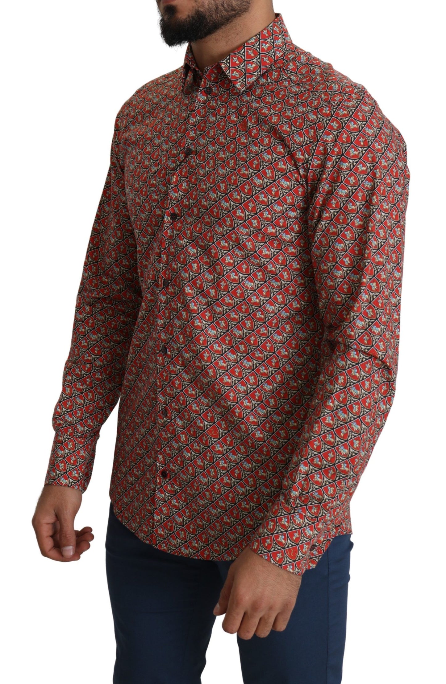 Dolce & Gabbana Elegant Red Martini Fit Cotton Shirt - IT39 | S