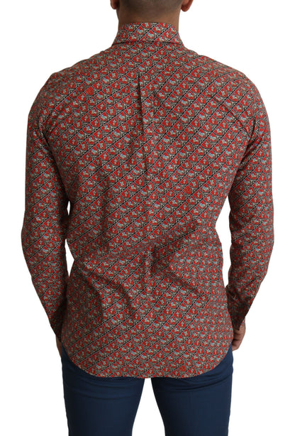 Dolce & Gabbana Elegant Red Martini Fit Cotton Shirt - IT39 | S