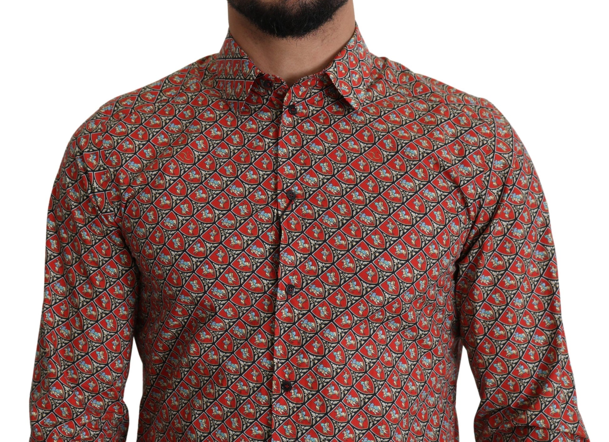 Dolce & Gabbana Elegant Red Martini Fit Cotton Shirt - IT39 | S