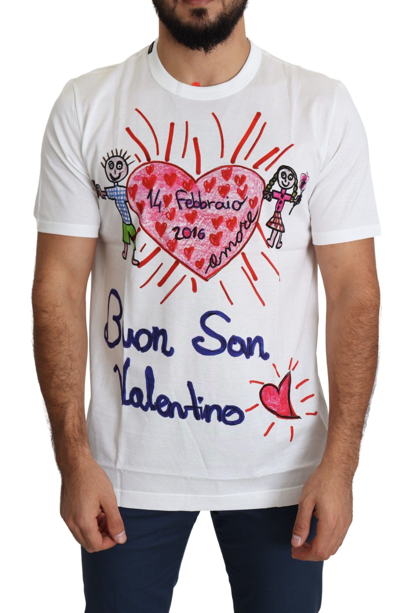 Dolce & Gabbana Romantic Heart Print Crew Neck Tee - IT46 | S