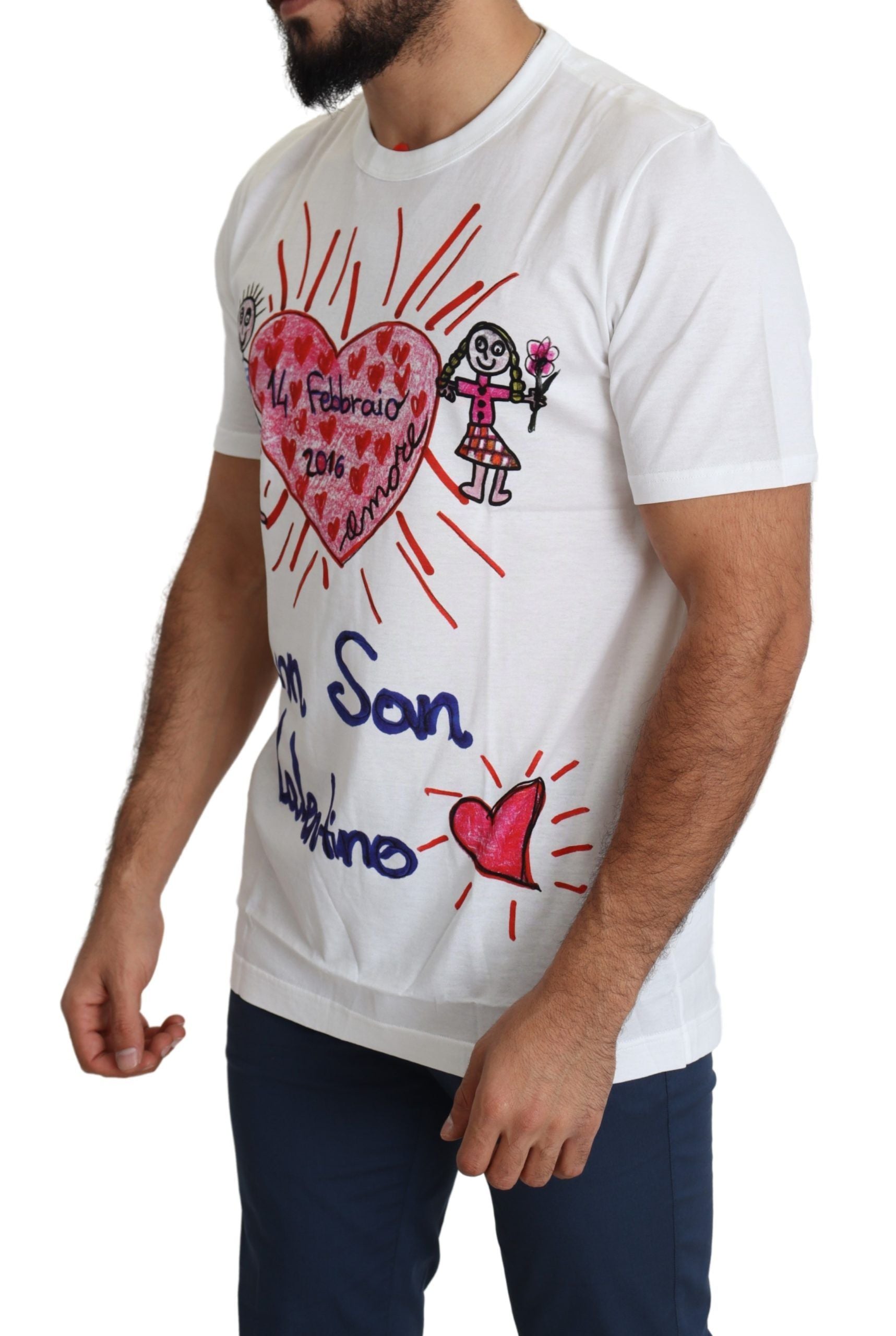 Dolce & Gabbana Romantic Heart Print Crew Neck Tee - IT46 | S