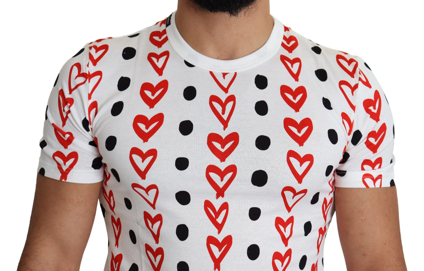 Dolce & Gabbana Chic White Cotton Tee with Heart Print - IT48 | M