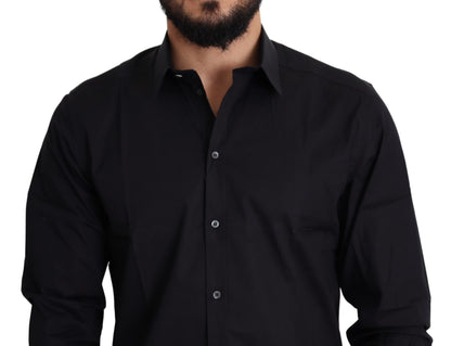 Dolce & Gabbana Elegant Black Cotton Stretch Dress Shirt - IT38 | XS