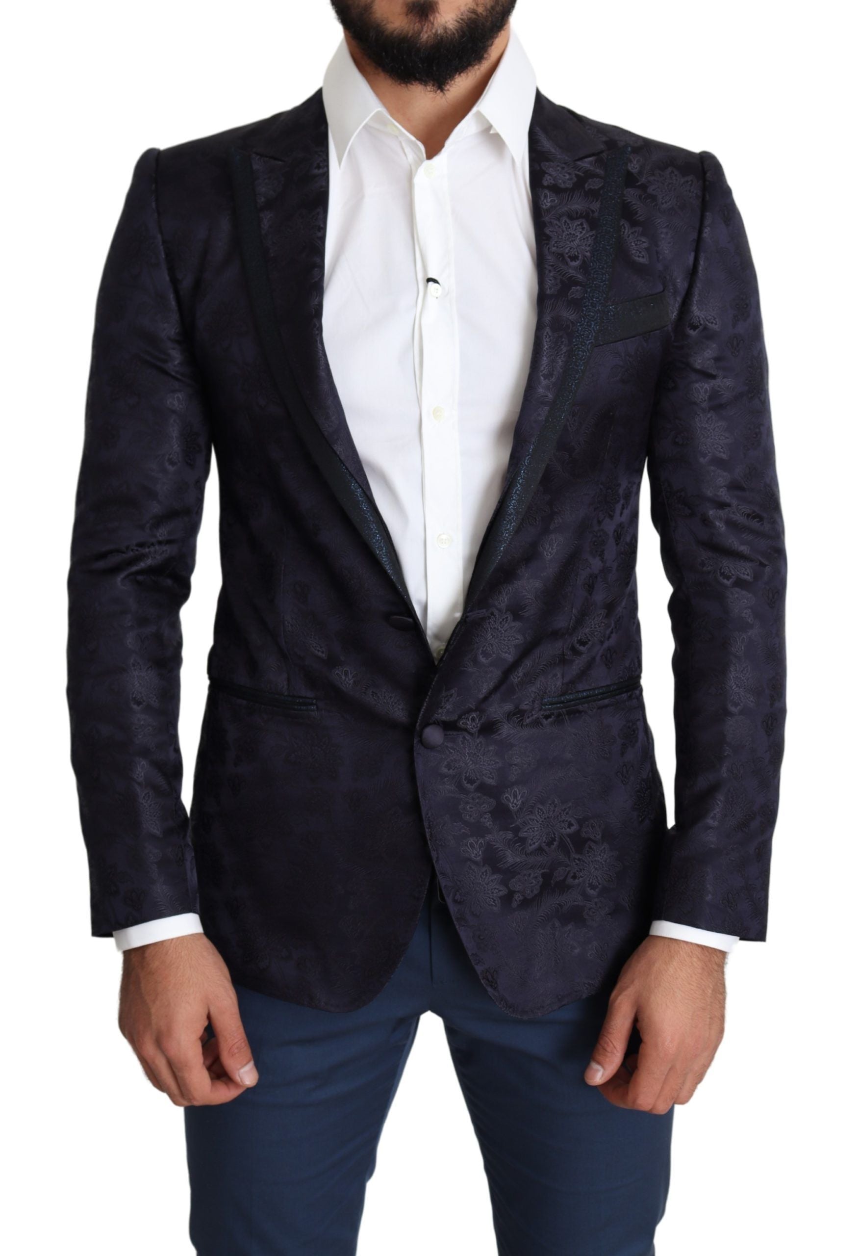 Dolce & Gabbana Elegant Silk Blend Martini Blazer in Blue - IT44 | XS