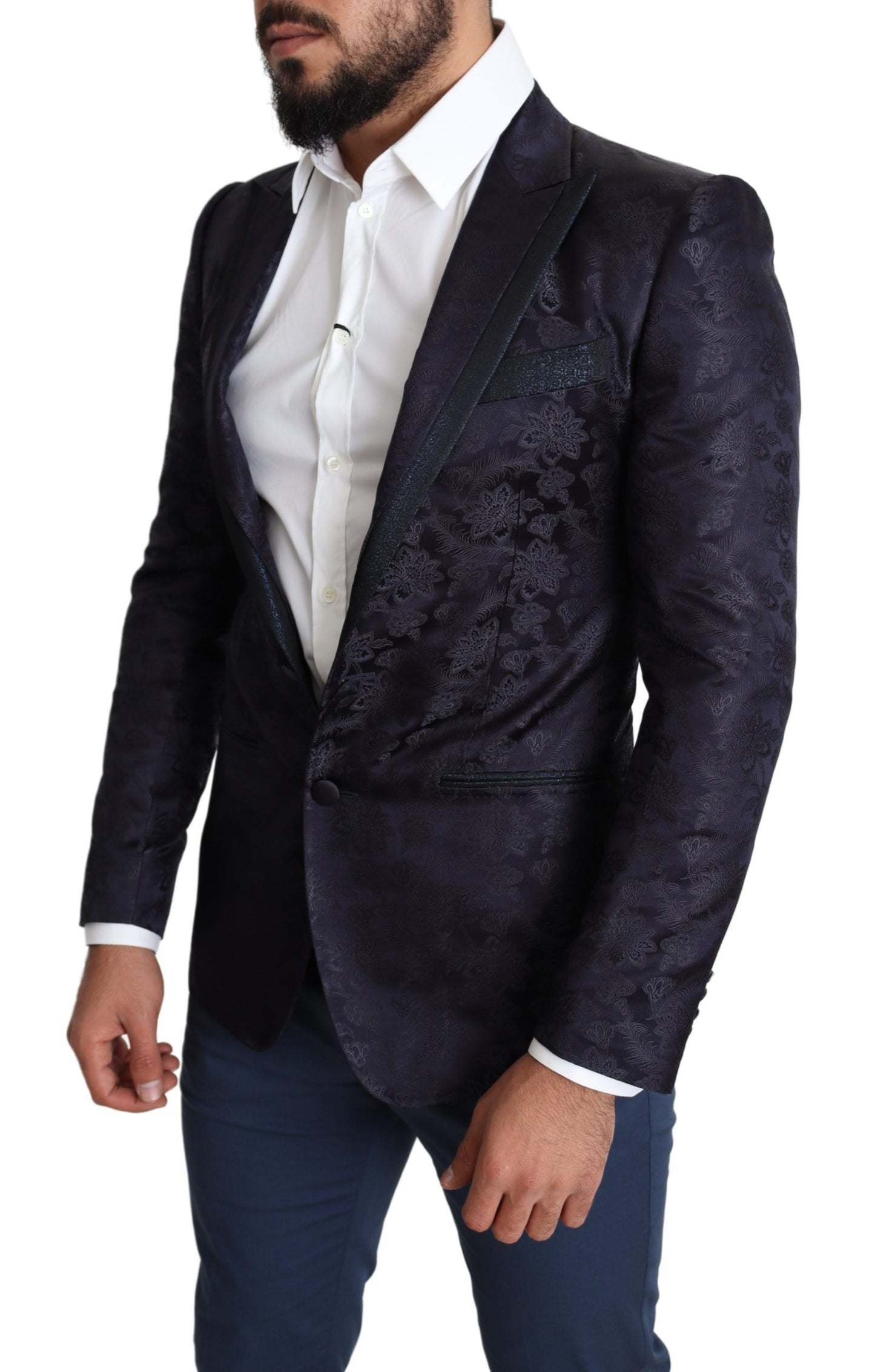 Dolce & Gabbana Elegant Silk Blend Martini Blazer in Blue - IT44 | XS