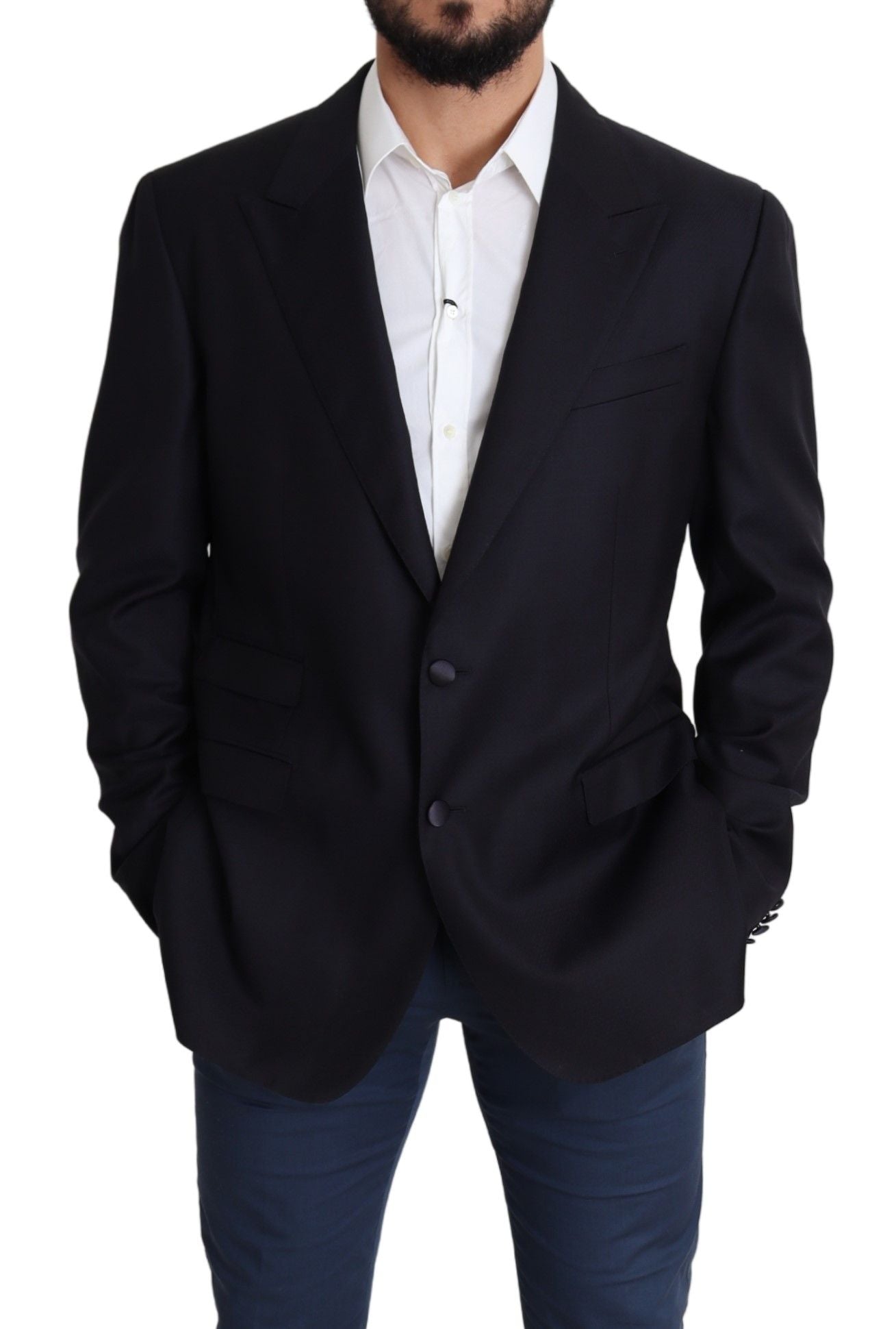 Dolce & Gabbana Elegant Black Virgin Wool Men’s Blazer - IT56 | XXL