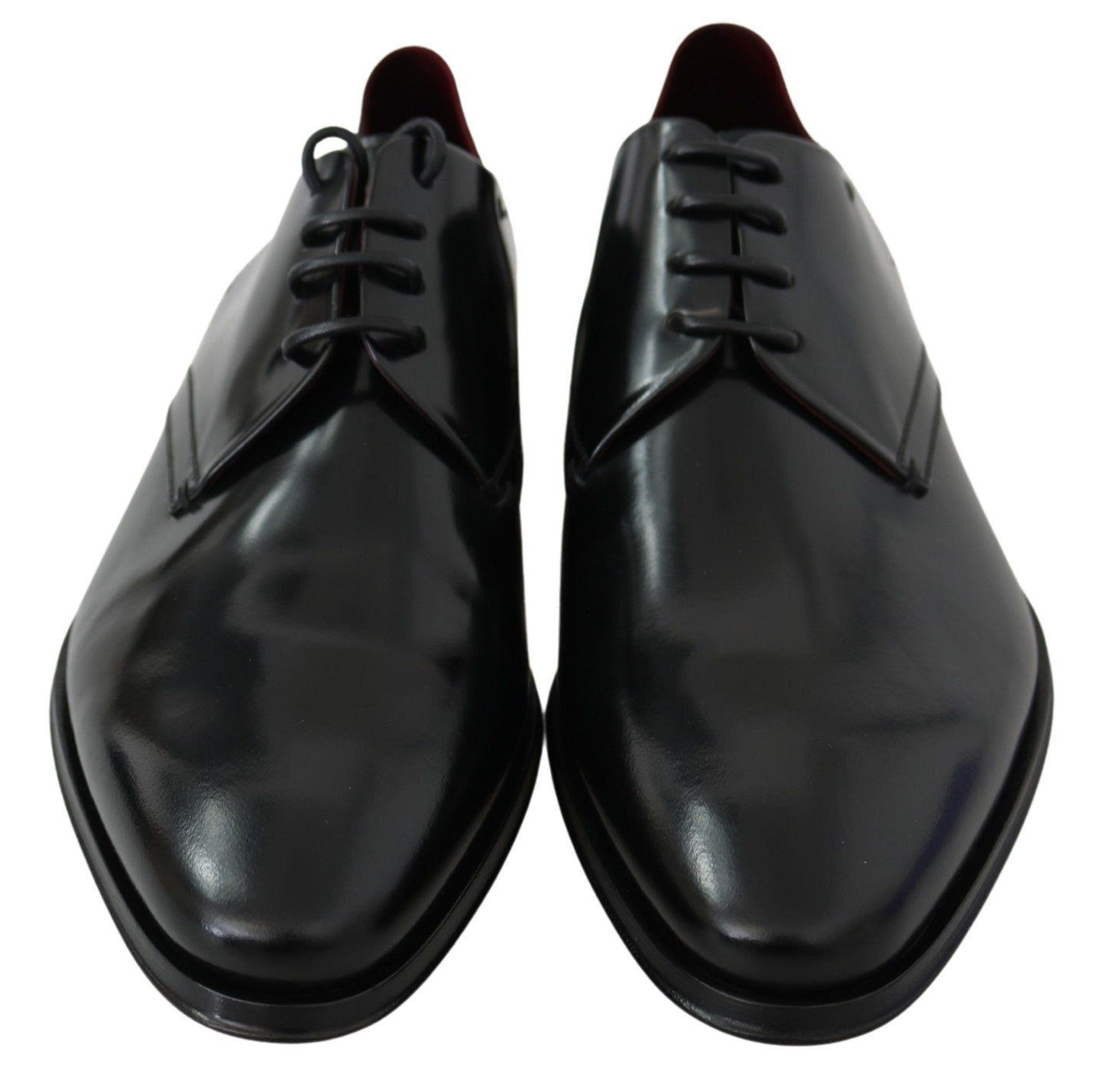 Dolce & Gabbana Elegant Black Leather Derby Shoes - EU41.5/US8.5