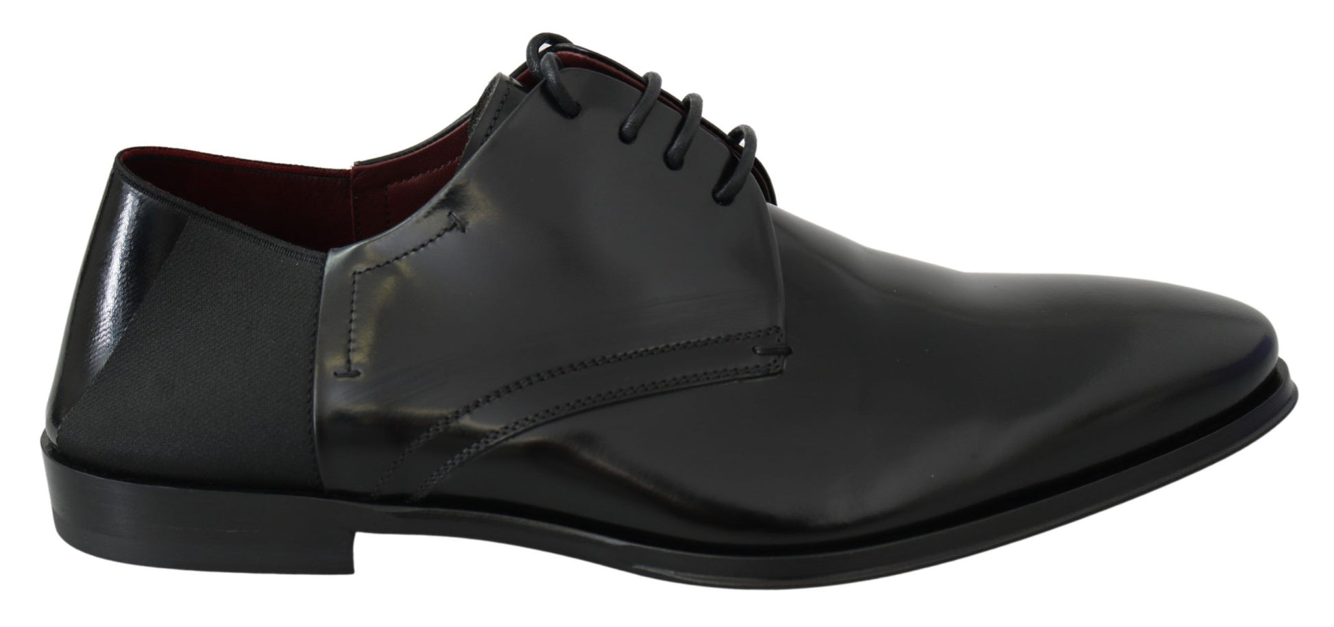 Dolce & Gabbana Elegant Black Leather Derby Shoes - EU41.5/US8.5