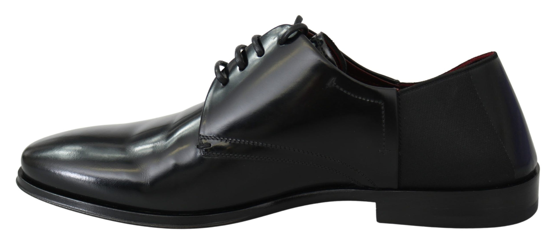 Dolce & Gabbana Elegant Black Leather Derby Shoes - EU41.5/US8.5