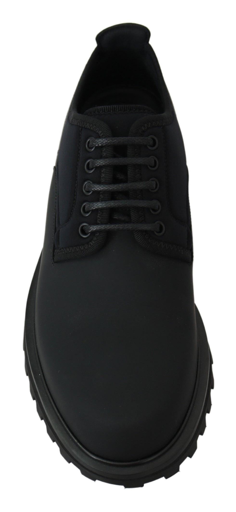 Dolce & Gabbana Elegant Black Calfskin Derby Shoes - EU44/US11