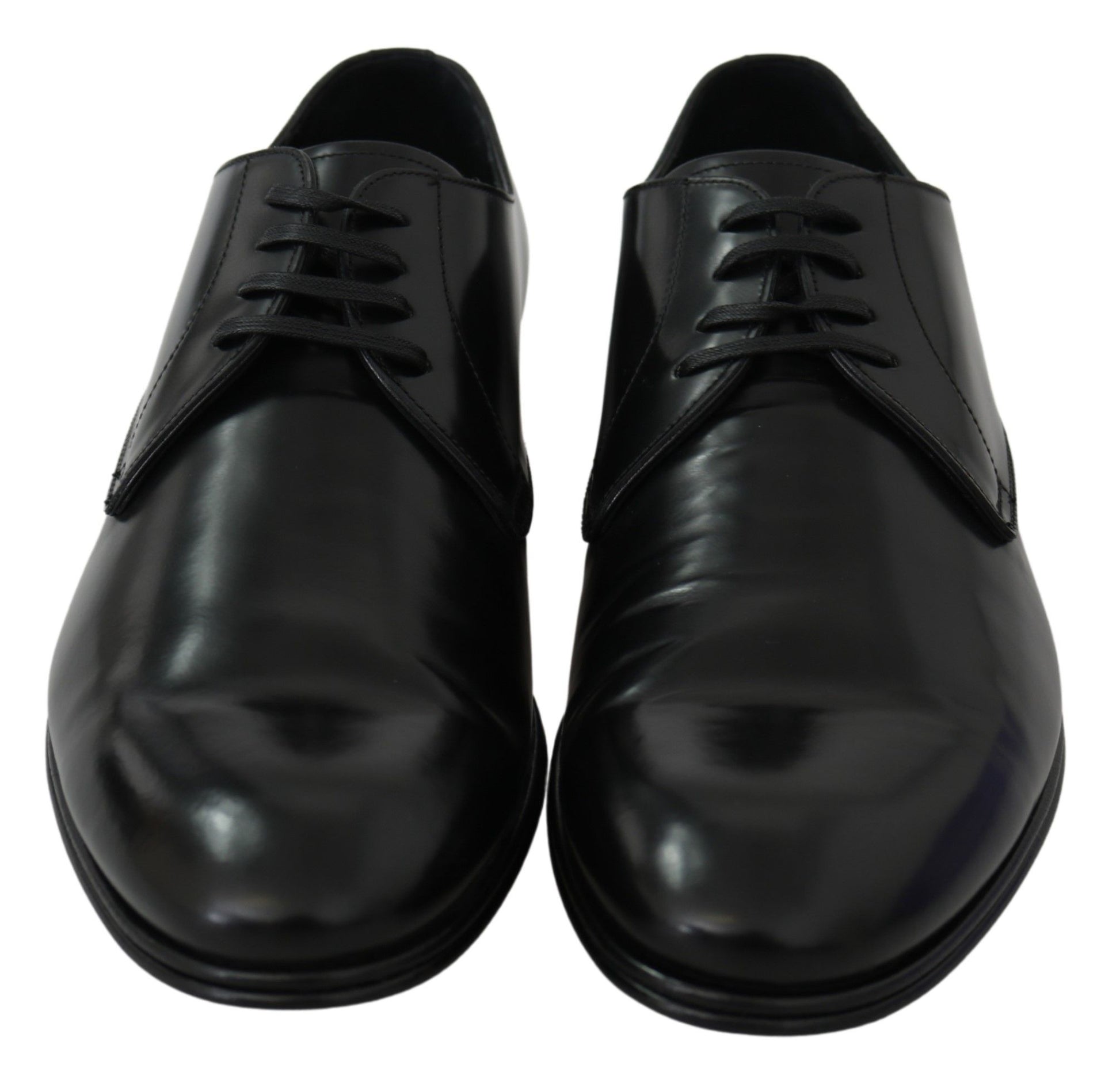 Dolce & Gabbana Elegant Black Leather Derby Shoes - EU41.5/US8.5