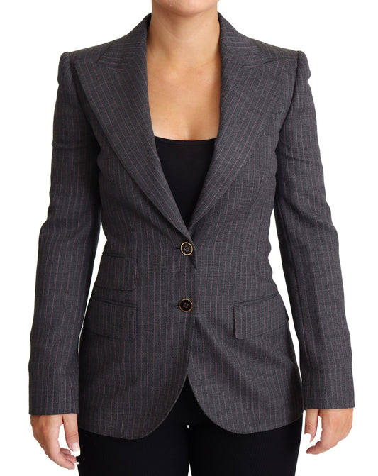 Dolce & Gabbana Elegant Gray Stretch Wool Blazer - IT36 | XS