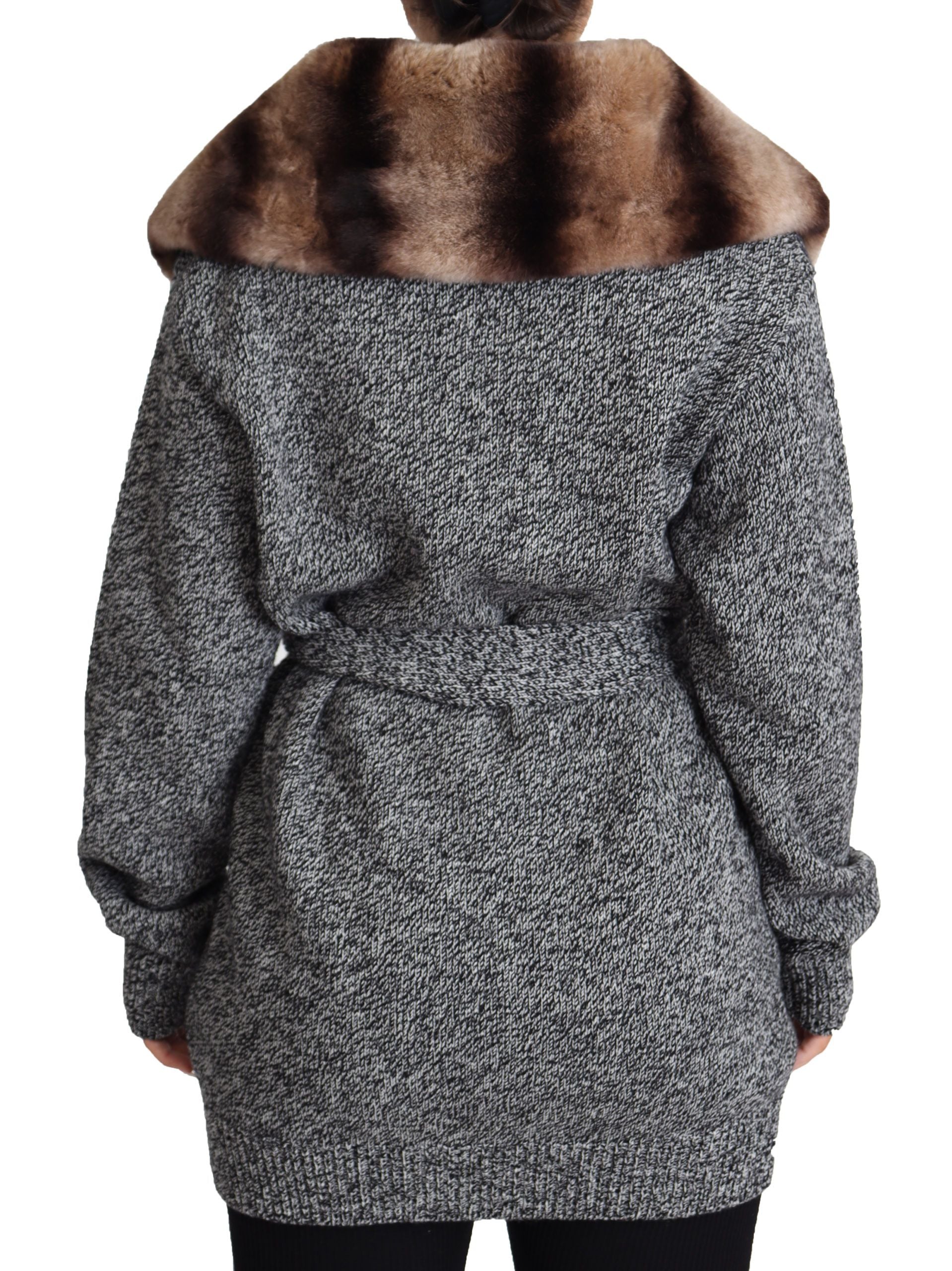 Dolce & Gabbana Elegant Cashmere Cardigan with Rabbit Fur Collar - IT38 | XS