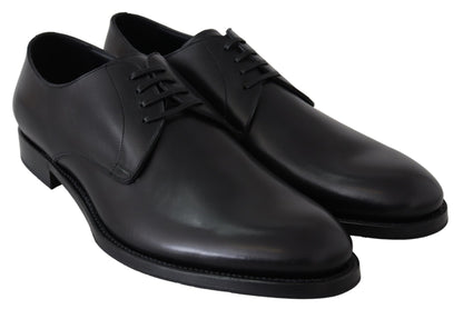 Dolce & Gabbana Elegant Black Leather Derby Dress Shoes