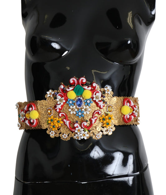 Dolce & Gabbana Gold-Tone Floral Crystal Waist Belt - IT42|M