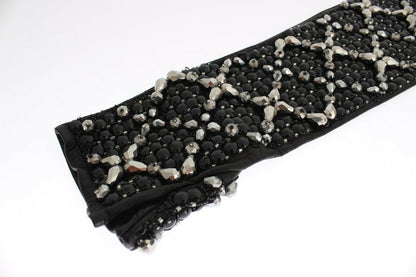 Dolce & Gabbana Elegant Crystal Beaded Leather Gloves - 7|S