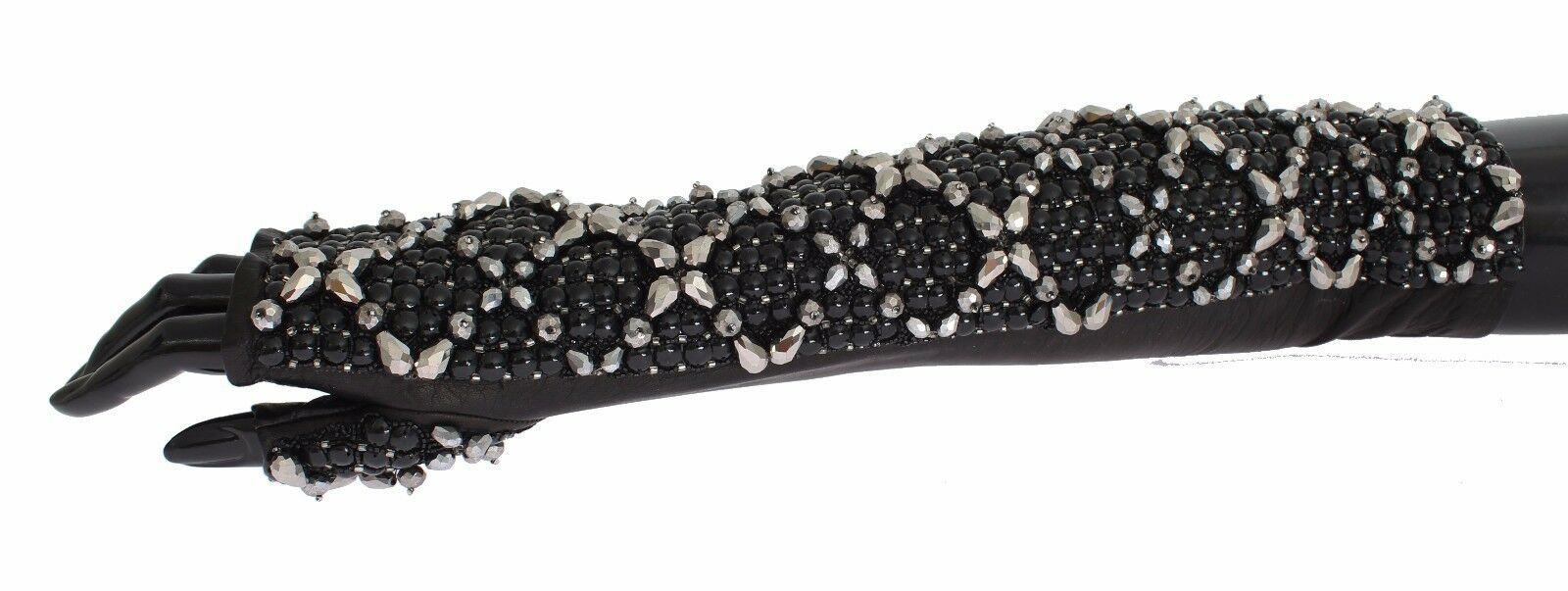 Dolce & Gabbana Elegant Crystal Beaded Leather Gloves - 7|S