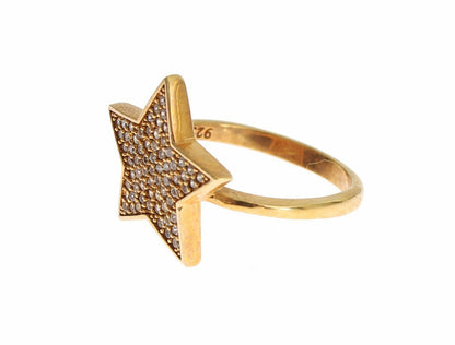 Nialaya Elegant Gold-Plated Sterling Silver Ring with CZ Crystals - EU54 | US7