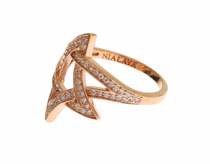 Nialaya Pink Gold Plated Silver CZ Crystal Ring - EU57 | US8,5