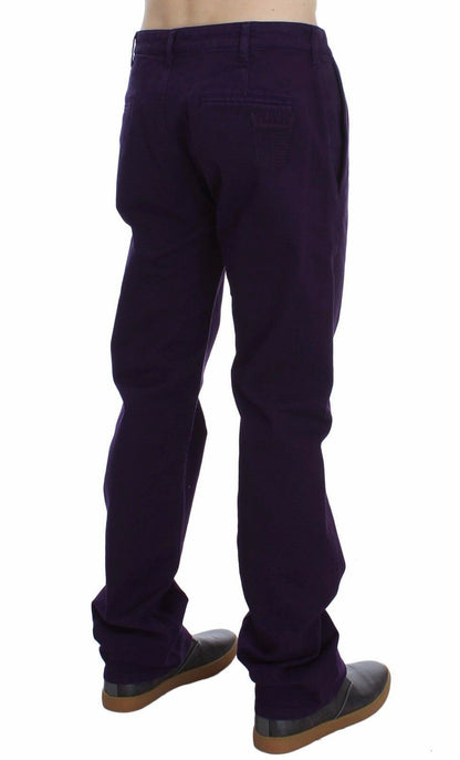 GF Ferre Purple Cotton Stretch Slim Chinos