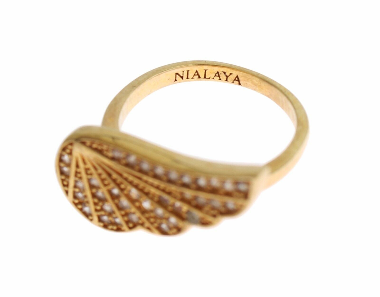 Nialaya Glamorous Gold Plated Crystal Ring - EU48 | US4.5