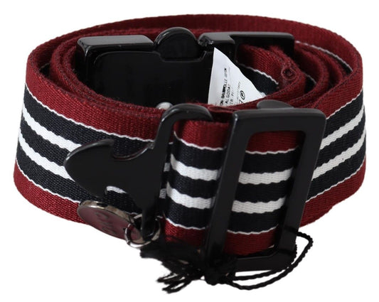 Costume National Striped Leather Fashion Belt in Black & Red - 100 cm / 40 Inches