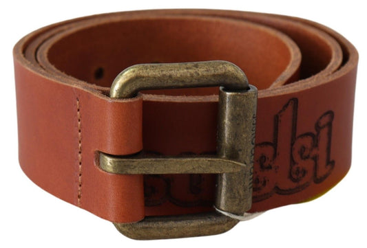 Just Cavalli Chic Brown Leather Logo Waist Belt - 85 cm / 34 Inches