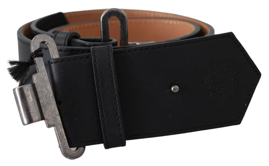 Ermanno Scervino Chic Leather Adjustable Black Belt - 70 cm / 28 Inches