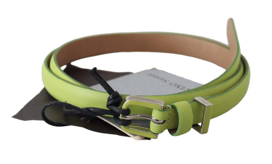 Scervino Street Classic Green Leather Belt with Silver-Tone Hardware - 85 cm / 34 Inches