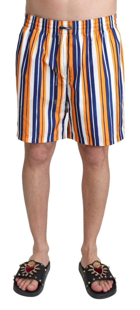 Dolce & Gabbana Multicolor Striped Swim Shorts Trunks - IT4 | S