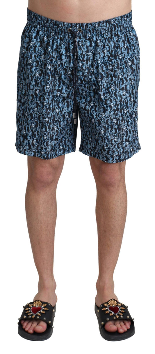 Dolce & Gabbana Chic Blue Drawstring Swim Trunks - IT4 | S