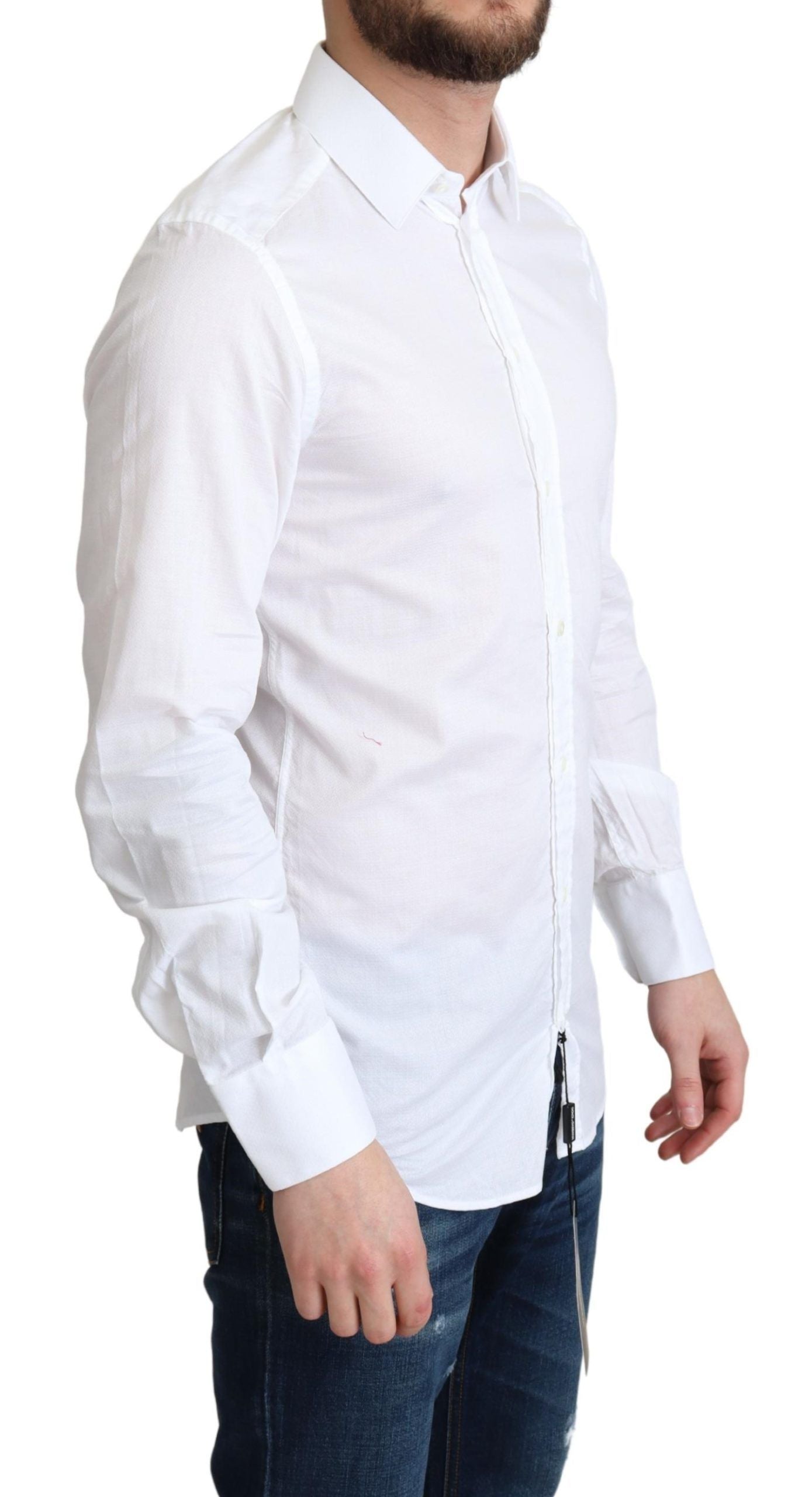 Dolce & Gabbana Elegant White Cotton Dress Shirt Slim Fit - IT37 | XS