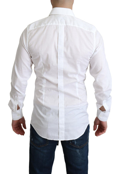 Dolce & Gabbana Elegant White Cotton Dress Shirt Slim Fit - IT37 | XS