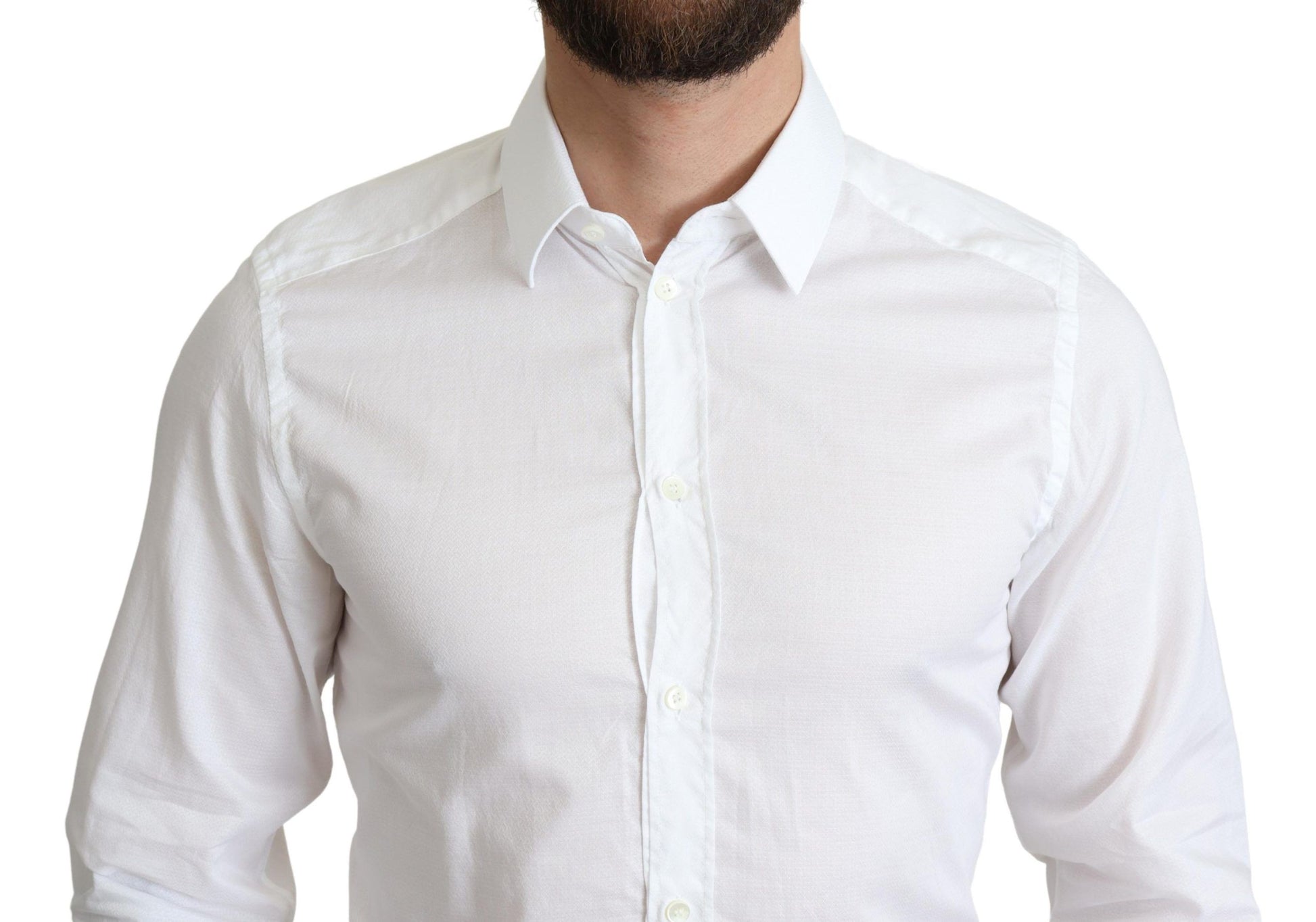 Dolce & Gabbana Elegant White Cotton Dress Shirt Slim Fit - IT37 | XS