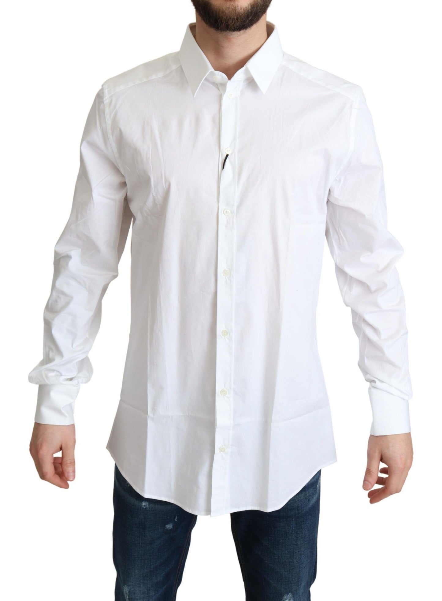 Dolce & Gabbana Elegant White Cotton Stretch Dress Shirt - IT38 | XS