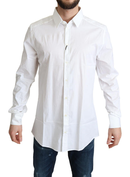 Dolce & Gabbana Elegant White Cotton Stretch Dress Shirt