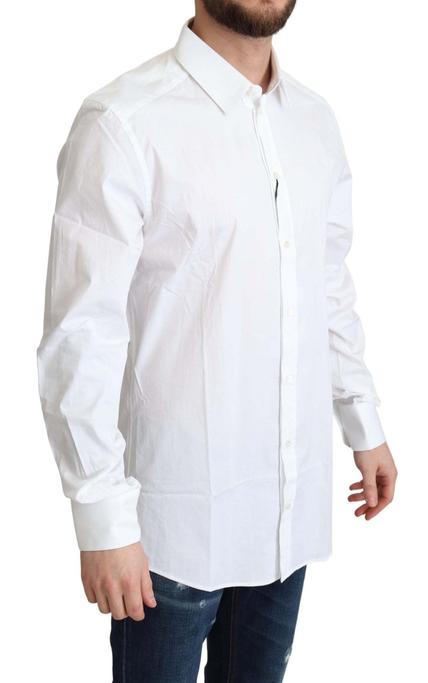 Dolce & Gabbana Elegant White Cotton Stretch Dress Shirt - IT38 | XS