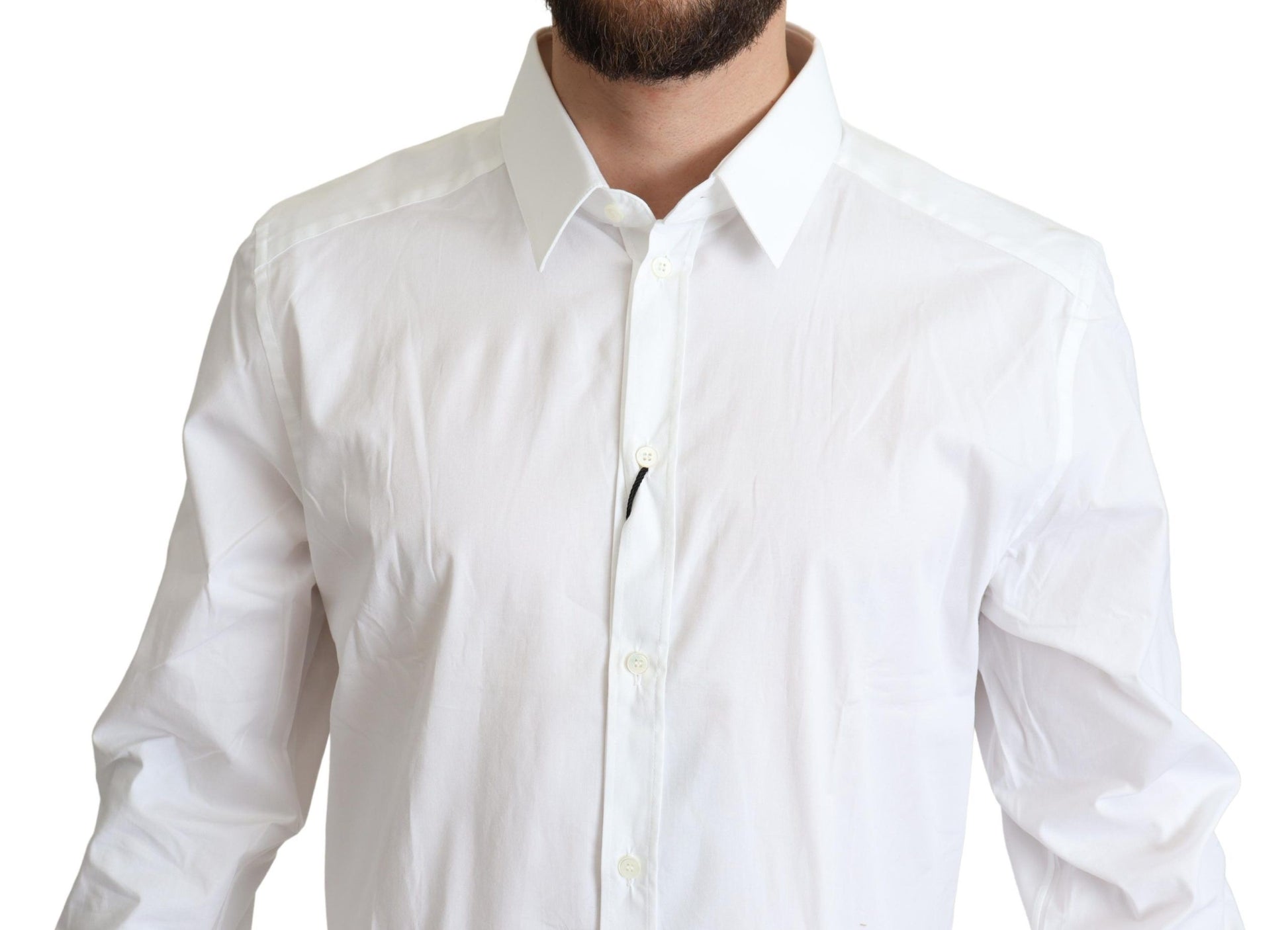 Dolce & Gabbana Elegant White Cotton Stretch Dress Shirt - IT38 | XS