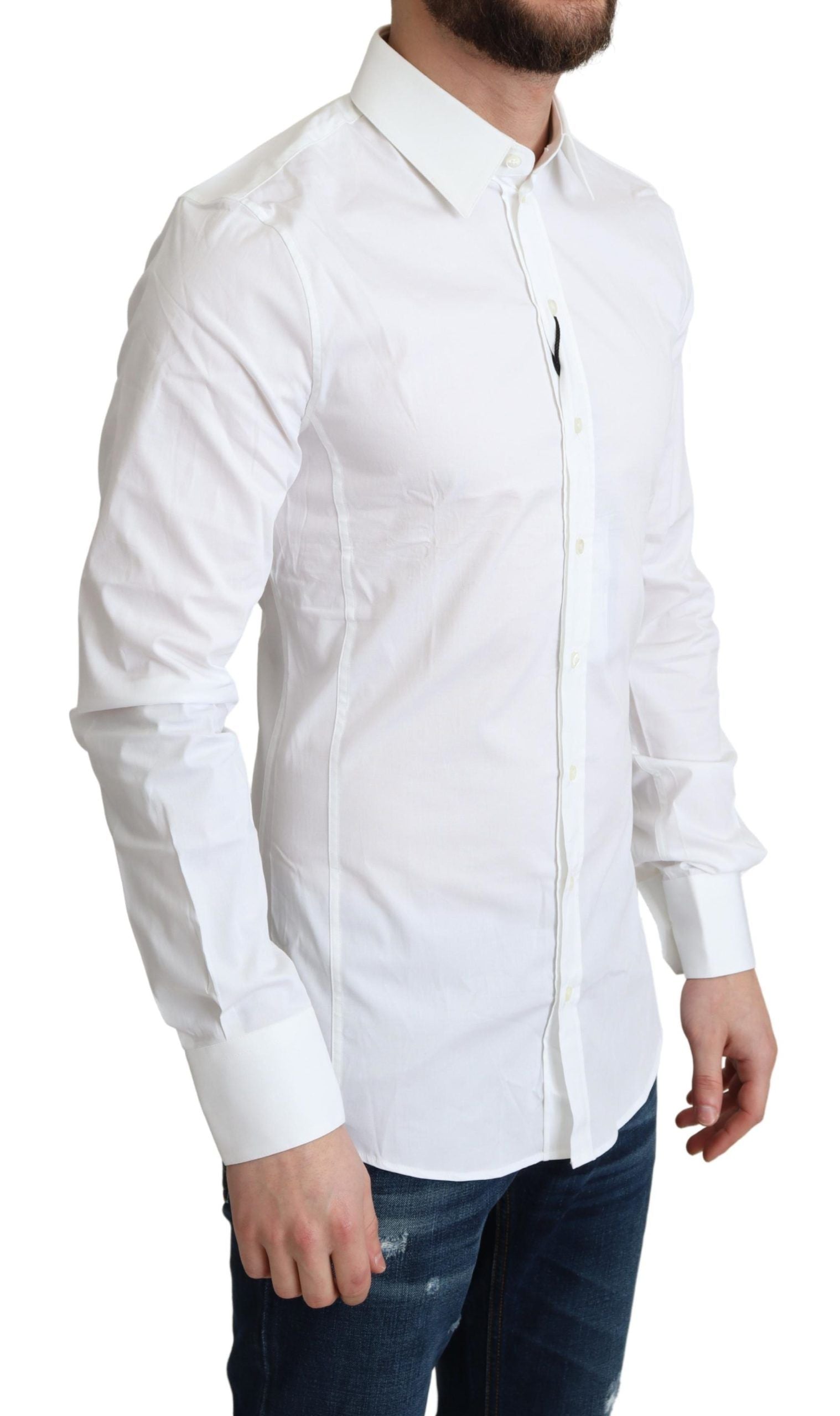 Dolce & Gabbana Elegant White Cotton Stretch Dress Shirt - IT38 | XS