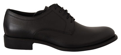 Dolce & Gabbana Elegant Black Leather Derby Shoes - EU41/US8